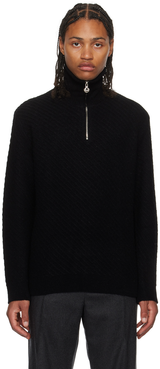 Черный свитер с молнией до половины Solid Homme