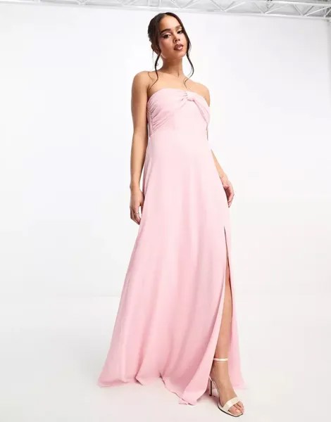 Бледно-розовое платье-бандо с бантом TFNC Bridesmaid