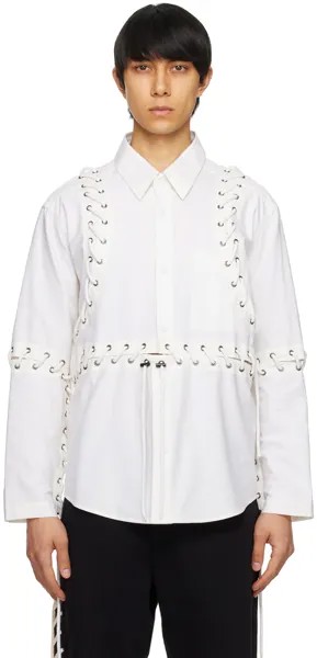 Белая рубашка со шнуровкой в стиле деконструированный узор Craig Green