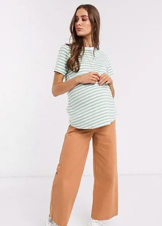 Широкие джинсы табачного цвета ASOS DESIGN Maternity-Коричневый цвет