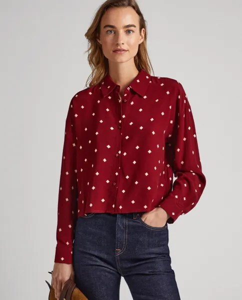 Женская рубашка из струящейся ткани с точечным принтом Pepe Jeans, гранатовый