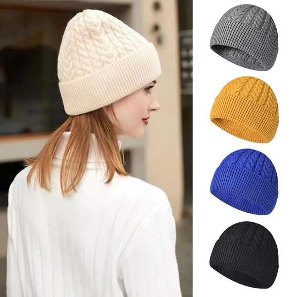 Вязаные шапки для мужчин и женщин, модный простой однотонный пуловер с прорезями, спортивные шерстяные кепки, зима