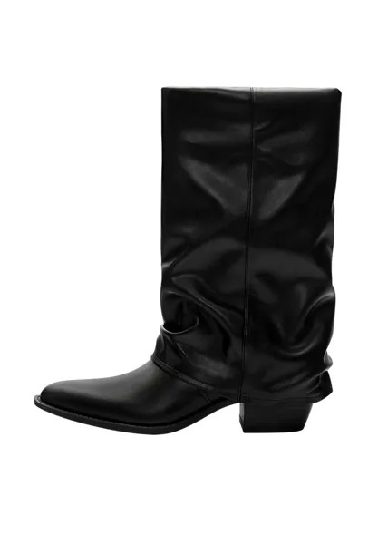 Высокие сапоги Creased Gaiters PULL&BEAR, черный