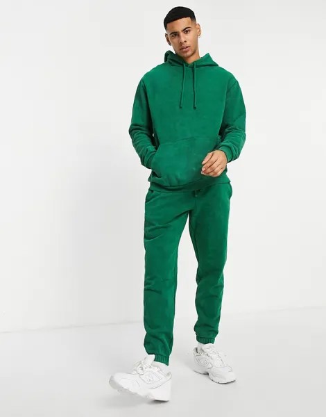 Зеленые винтажно-выбеленные джоггеры суженного книзу кроя от комплекта ASOS DESIGN-Зеленый цвет