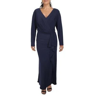 Женское длинное вечернее платье темно-синего цвета Betsy - Adam со сборками плюс 22 Вт BHFO 0375
