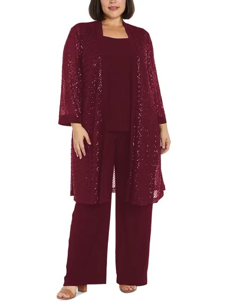 Плюс женский пиджак с пайетками и открытой передней частью Duster R&M Richards, цвет Merlot