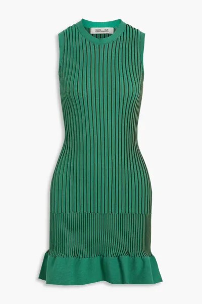 Платье мини в рубчик цвета виски Diane Von Furstenberg, зеленый