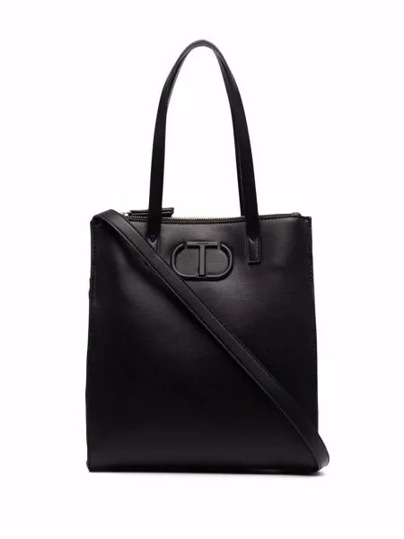 TWINSET logo-plaque leather tote bag