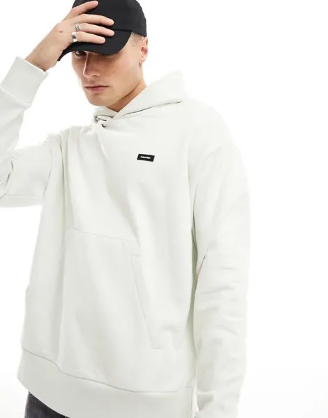 Комфортное хлопковое худи белого цвета Calvin Klein