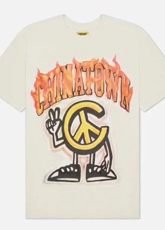 Мужская футболка Chinatown Market Peace Guy Flame Arc, цвет бежевый, размер S