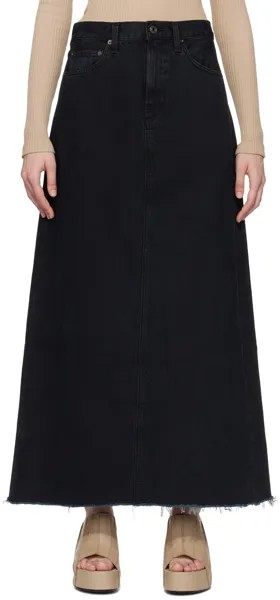 Черная джинсовая юбка-макси Hilla Agolde, цвет Rematch