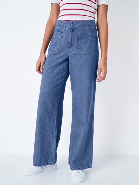 Широкие джинсы с накладными карманами Crew Clothing, Голубые