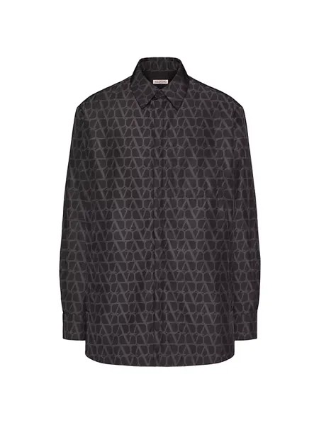 Нейлоновая куртка-рубашка с принтом Toile Iconographe Valentino Garavani, черный