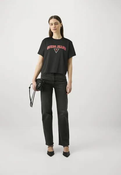 Футболка с принтом SS CN BOXY TEE Guess Jeans, черный