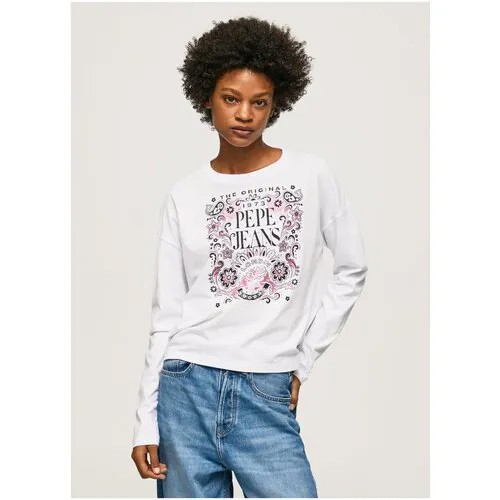 Лонгслив Pepe Jeans, хлопок, размер XL, белый