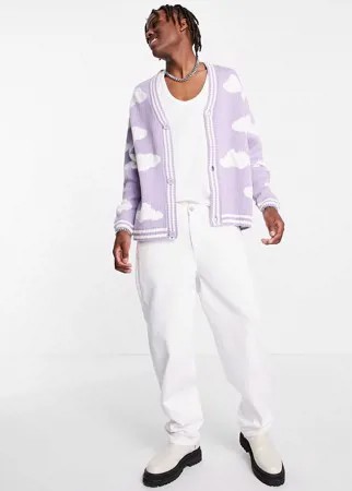 Сиреневый вязаный кардиган с облаками ASOS DESIGN-Фиолетовый цвет