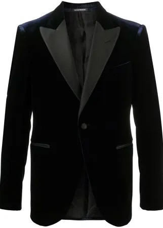 Emporio Armani бархатный пиджак с атласной отделкой