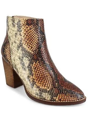 ZIGI SOHO Womens Brown Snake Skin Harlan Almond Toe Block Heel Zip-Up Boots 7.5 Женские