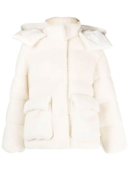 Пуховик с логотипом Arrows Off-White, бежевый