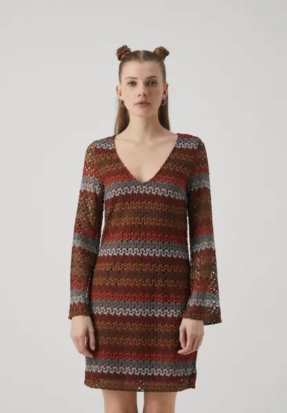 Повседневное платье VILEA V NECK SHORT DRESS VILA, темно-красный мраморный