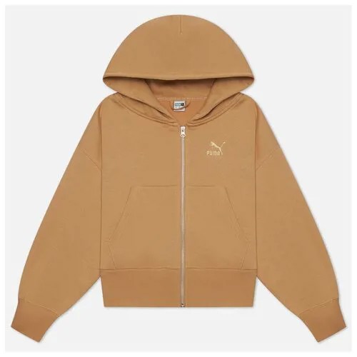 Женская толстовка Puma Classics Fleece Full-Zip Oversized Hoodie бежевый , Размер L