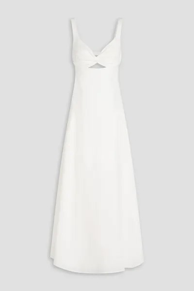 Платье макси из эластичного хлопкового поплина с вырезом Anna Quan, белый