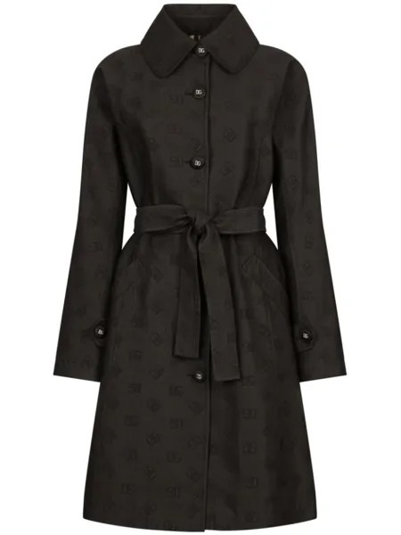 Dolce & Gabbana тренч с жаккардовым логотипом и поясом, черный