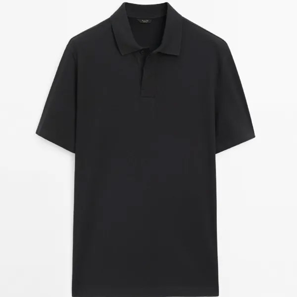 Футболка-поло Massimo Dutti Comfortable Short Sleeve, черный