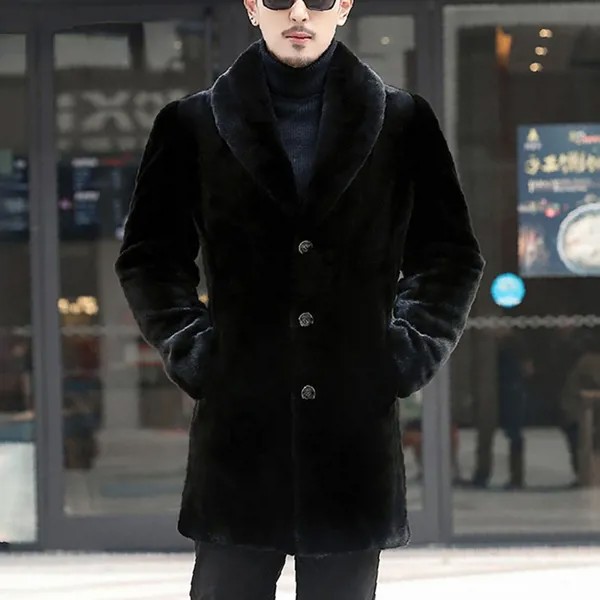 Мужское пальто из искусственного меха норковая шуба длинная зимняя теплая Повседневная трендовая КУРТКА ЭЛЕГАНТНАЯ Роскошная Высококачественная Мужская одежда