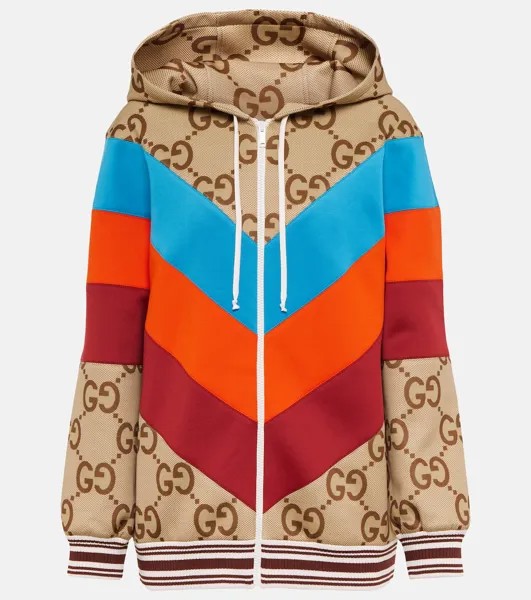 Худи Intarsia Jumbo GG на молнии GUCCI, разноцветный