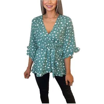 Женская зеленая блузка с оборками в горошек Axe Paris 10 BHFO 5078