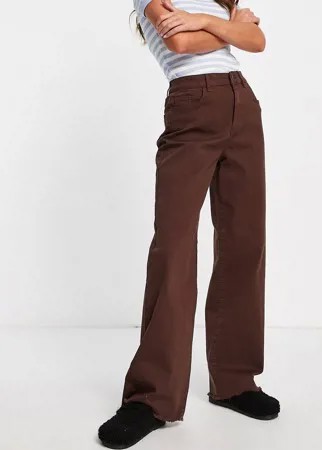 Шоколадно-коричневые джинсы с широкими штанинами Object-Коричневый цвет