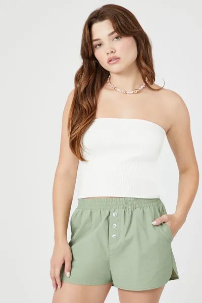 Шорты с дельфиновым краем на пуговицах спереди Forever 21, шалфей