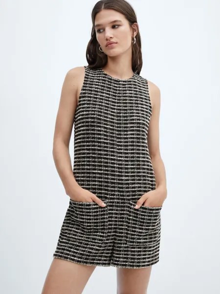 Твидовый комбинезон Carlota Mango, черный/мульти