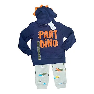 Пуловеры и джоггеры Carters Boys Part Dino с шипами на капюшоне, комплект из 2 предметов (6 м)