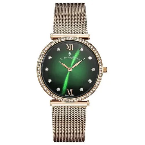 Наручные часы Jacques du Manoir Часы женские Jacques du Manoir SORMI.03, зеленый, золотой