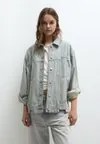 Джинсовая куртка OVERSIZE DIRTY-EFFECT Pull&Bear, синий