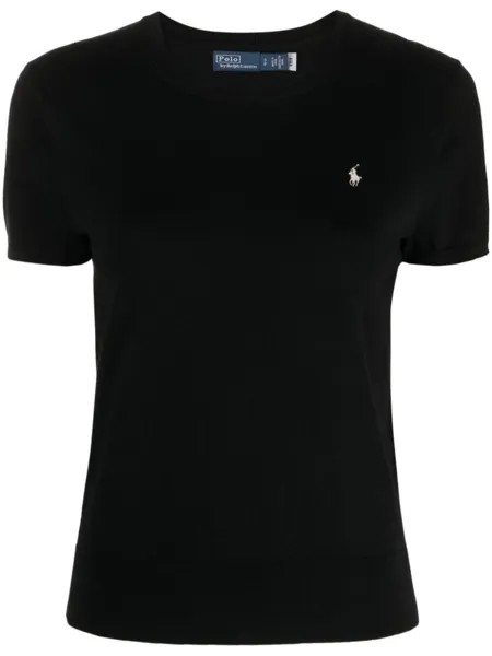 Polo Ralph Lauren трикотажная футболка с вышитым логотипом, черный