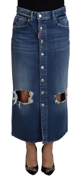 DSQUARED2 Юбка синяя, джинсовая, карандашного кроя, с высокой талией IT38/US4/XS 610 долларов США