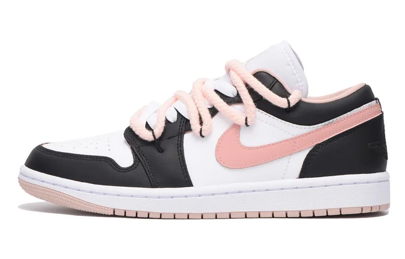 Кроссовки Air Jordan 1 Vintage Basketball Shoes Unisex Low-top Black/Pink, розовый