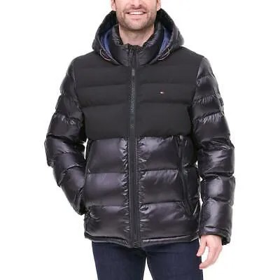 Tommy Hilfiger Мужская черная стеганая куртка-пуховик для холодной погоды Пальто S BHFO 3351
