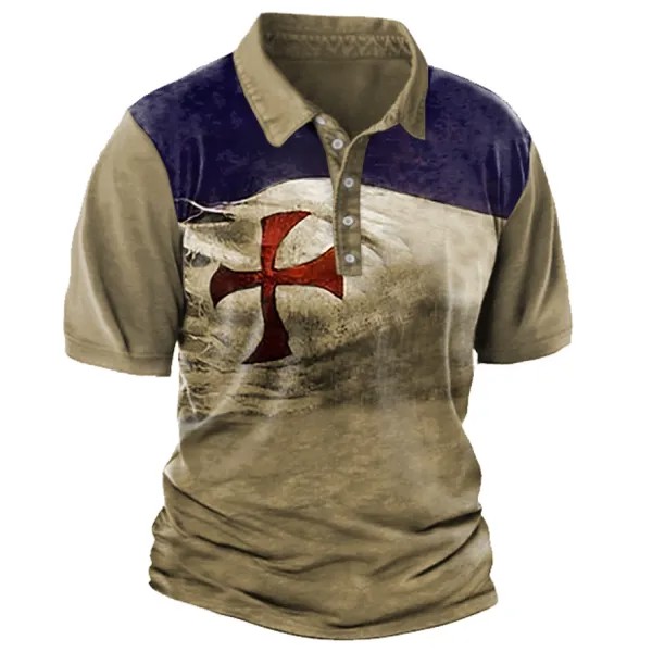 Мужская винтажная футболка с воротником-поло Templar Cross