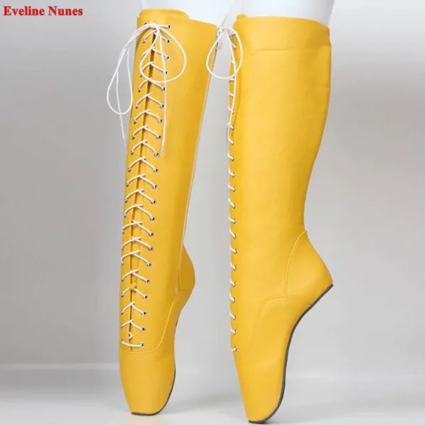 Желтые женские балетки Heelless, Новое поступление, однотонные привлекательные лакированные кожаные туфли с круглым носком для косплея