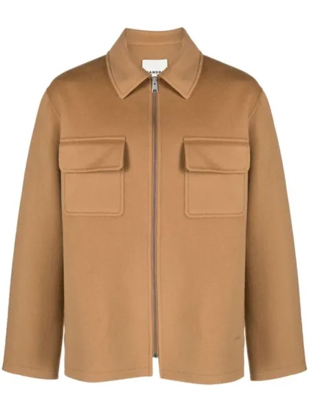 SANDRO wool-blend shirt jacket, коричневый