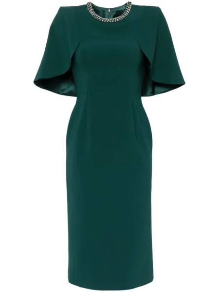 Jenny Packham платье миди Flirtini с кристаллами, зеленый