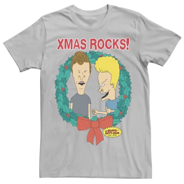 Мужская футболка Beavis & Butthead Laugh Christmas Reef Licensed Character, серебристый