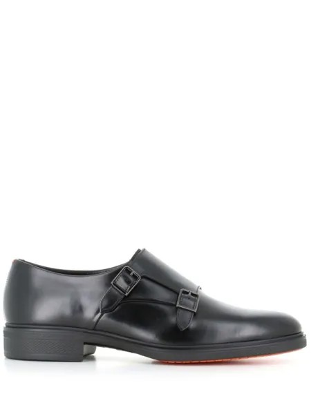 Туфли-монки Santoni с двумя пряжками, черный