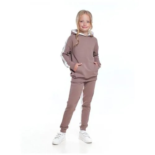 Спортивный костюм для девочки Mini Maxi, модель 7607, цвет коричневый/белый, размер 128