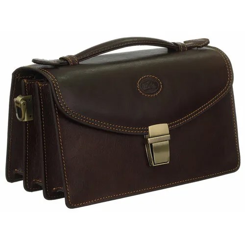 Сумка  барсетка Tony Perotti классическая, натуральная кожа, внутренний карман, регулируемый ремень, коричневый