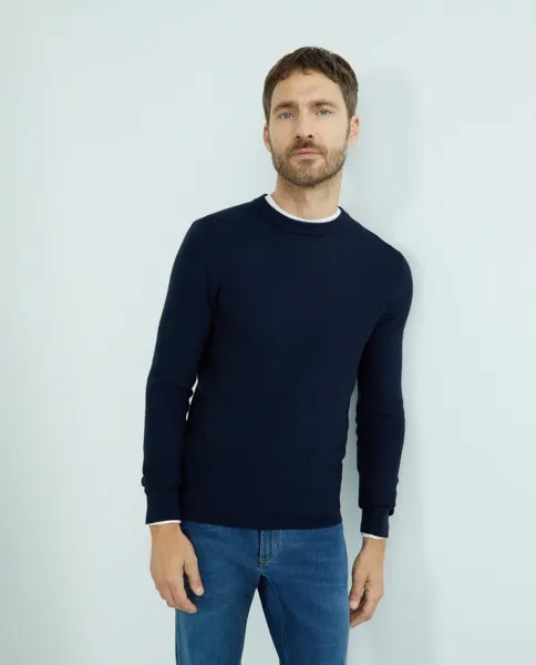 Мужской структурированный свитер с круглым вырезом Roberto Verino, темно-синий